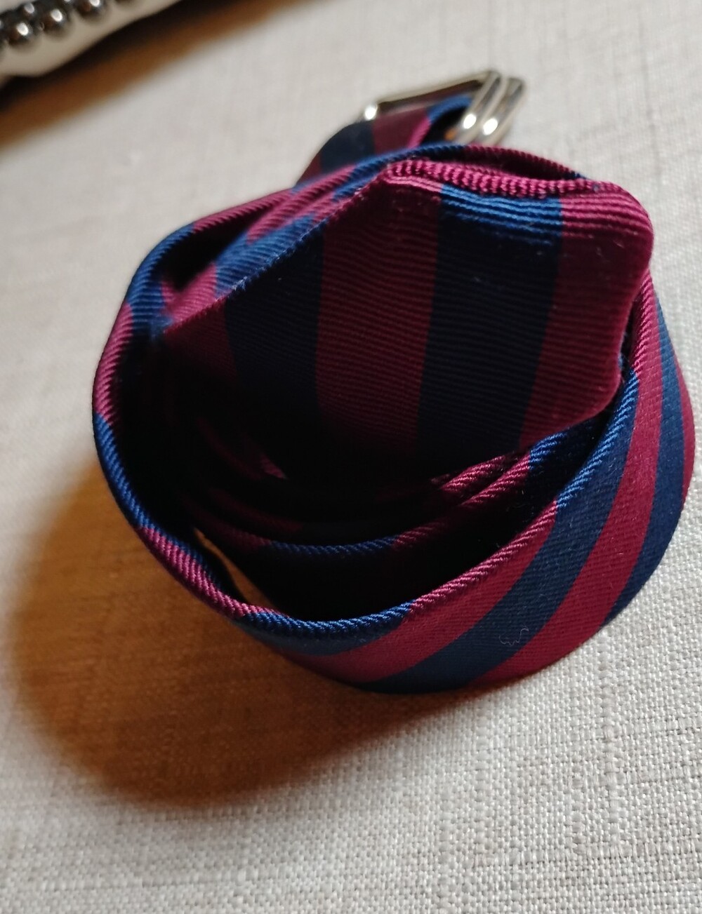 Rare R. Hanauer All-Silk Repp Stripe Necktie Ribbon Belt.